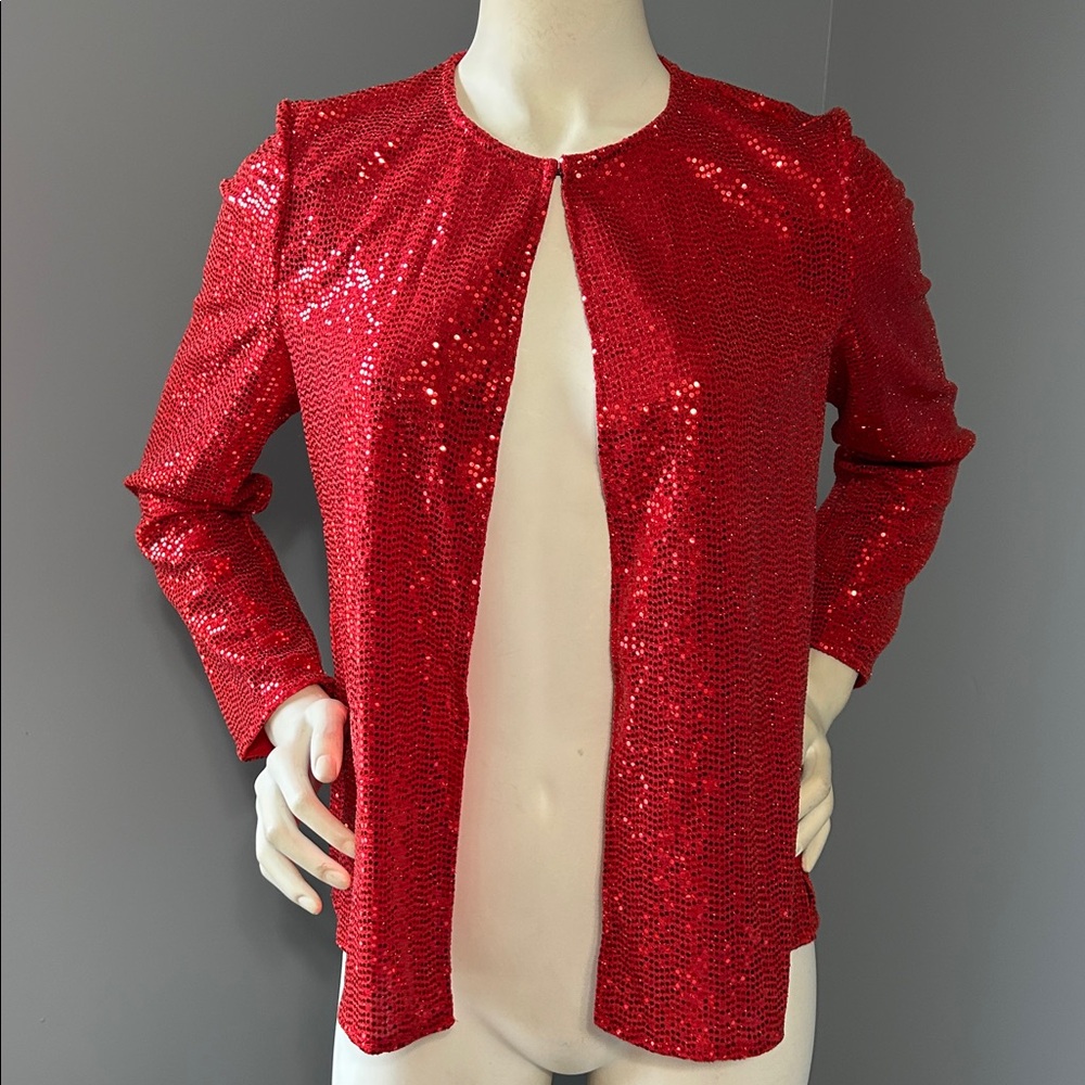NWT Anne Klein Red Sequin Jacket - Picture 7 of 16